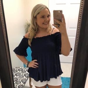 She + Sky Navy Top